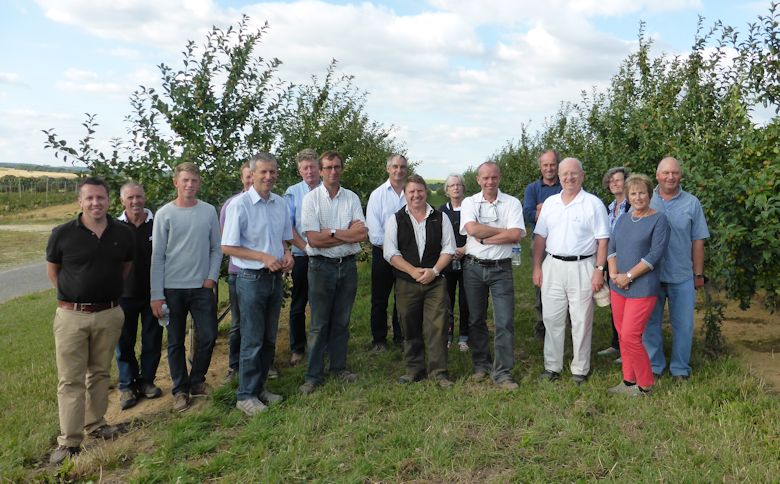 The 'touring group' pose in a Cider orchard